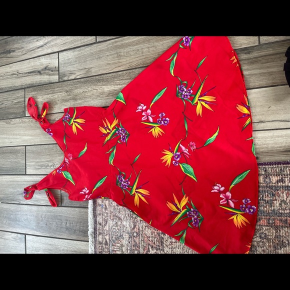 Vintage 60's 70's Rainbow Paradise Hawaii floral summer sun dress M/L - Picture 1 of 4